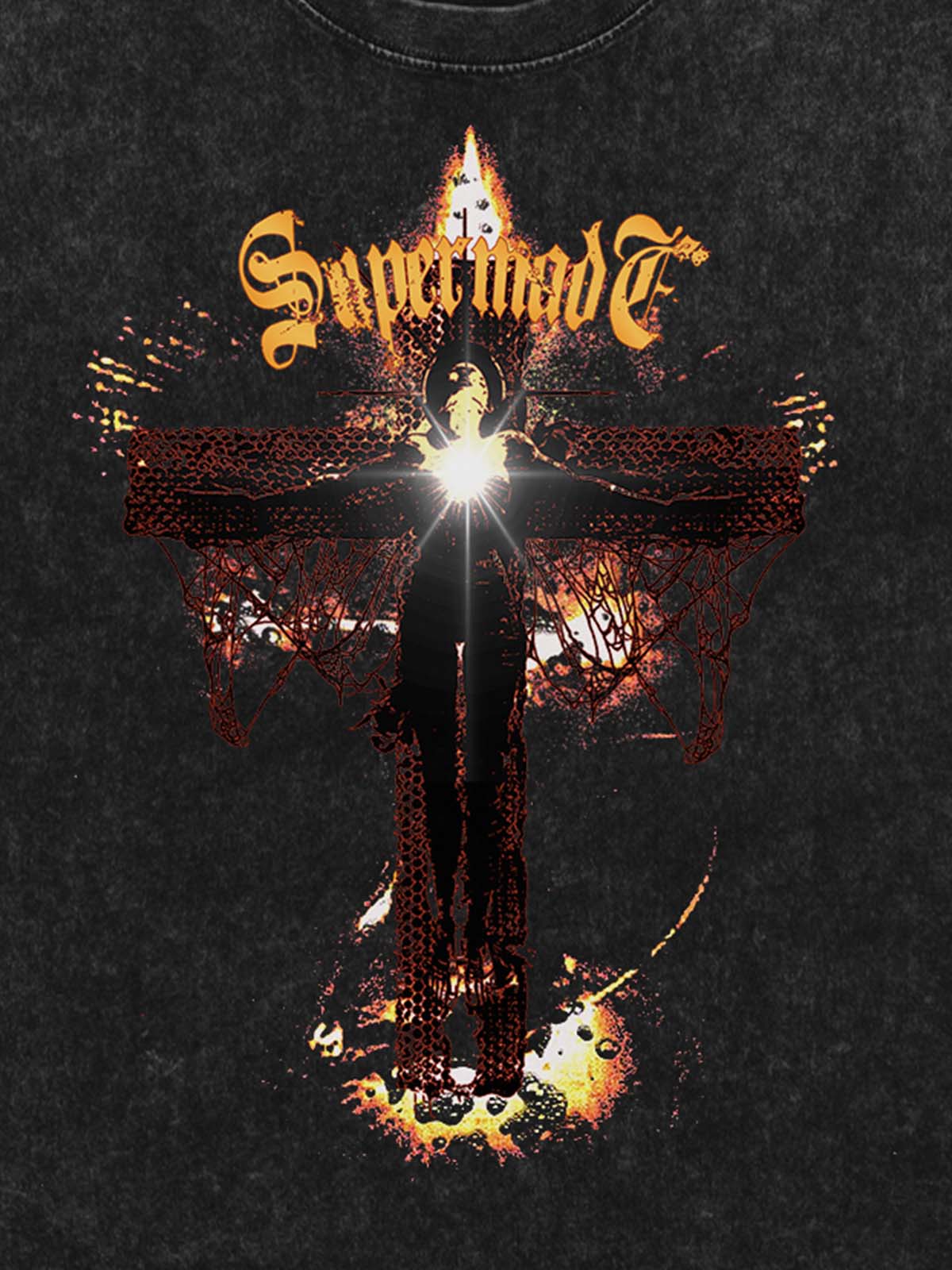 Washed Gothic Cross Graphic T-Shirt