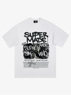 Streetwear Graffiti Character Collage Graphic T-Shirt