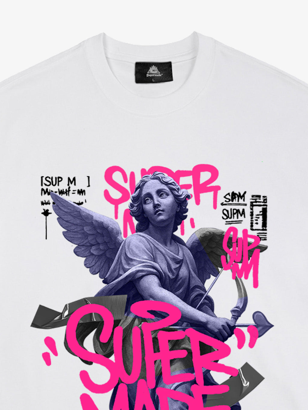 Street Pink Lucky Angel Graphic Design T-Shirt
