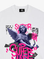 Street Pink Lucky Angel Graphic Design T-Shirt