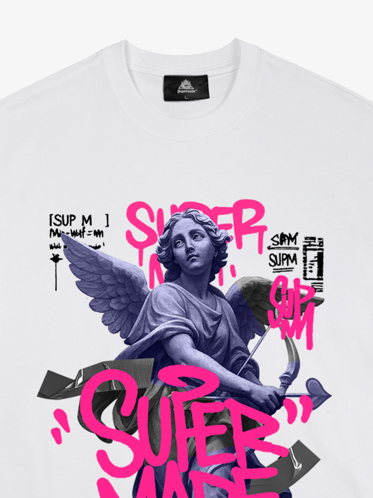 Street Pink Lucky Angel Graphic Design T-Shirt
