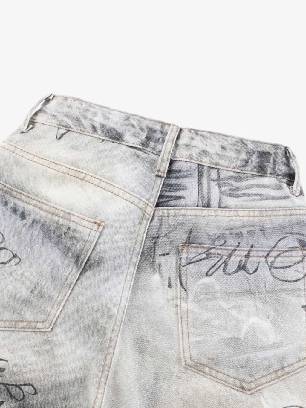 Hand Drawn Scribble Print Baggy Jeans
