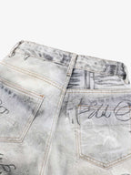Hand Drawn Scribble Print Baggy Jeans