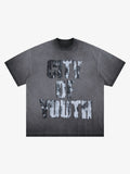 Vintage Gradient Spray Letter Print T-Shirt