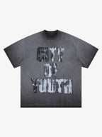 Vintage Gradient Spray Letter Print T-Shirt