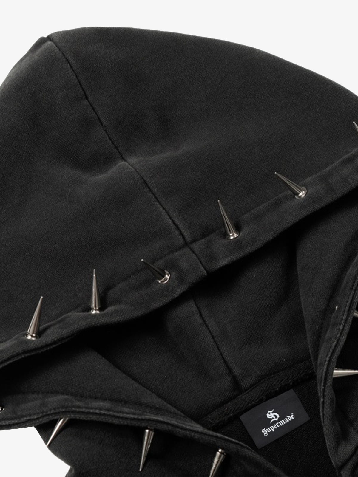 Spike Stud Detail Zip Up Hoodie