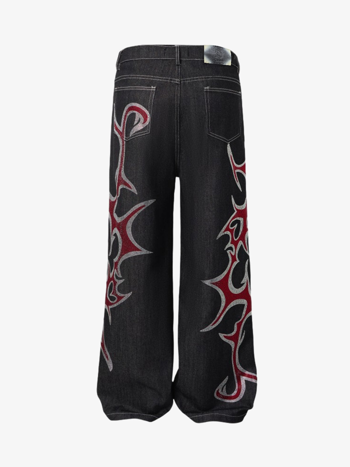 Tribal Rhinestone Graphic Wide Leg Jeans