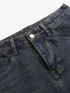Retro Cartoon Graphic Heavy Embroidery Barrel Jeans - 2562