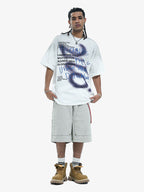 Washed Graffiti Text Print Spray Effect T-Shirt - 2614