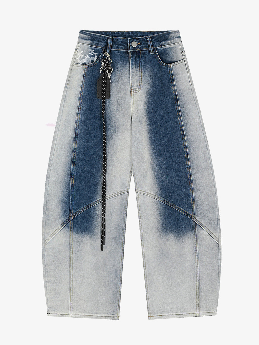 Washed Scorpion Graphic Curved Panel Pants - 2615