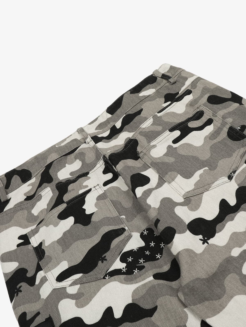 Checkerboard Patches Camo Cargo Flared Pants