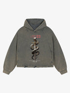 Vintage Washed Snake Staff Graphic Hoodie