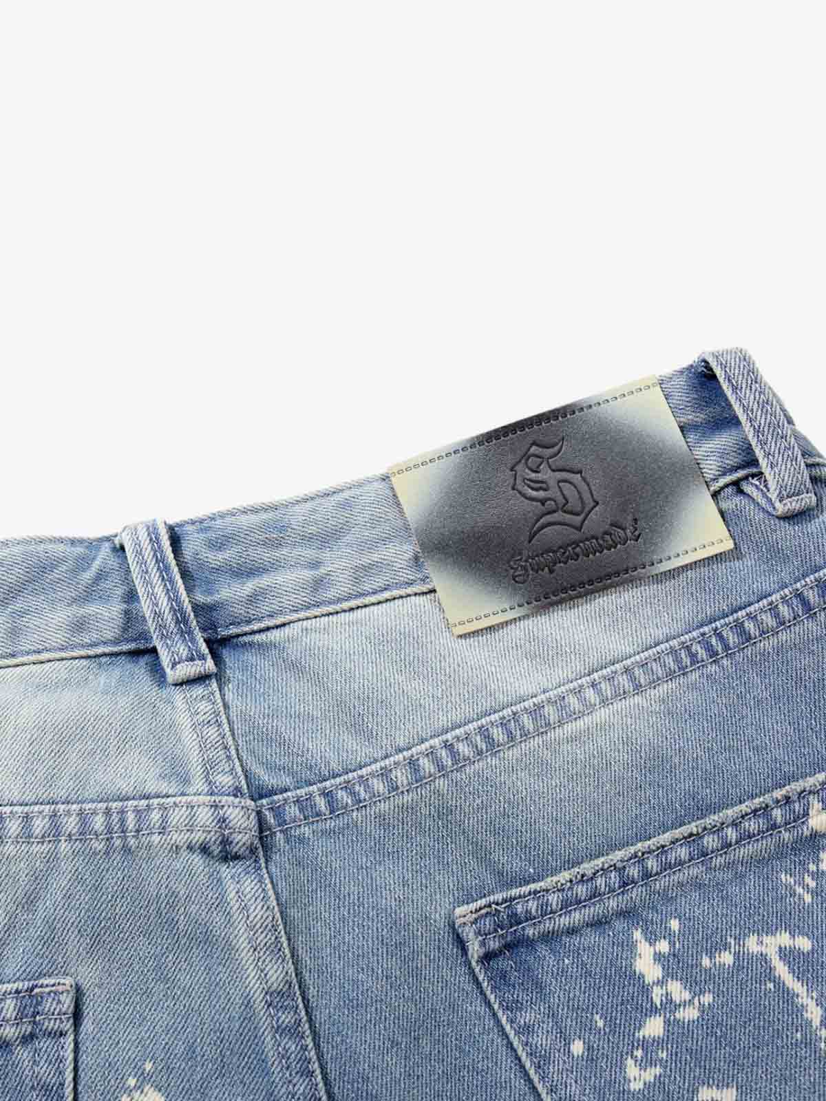 Tie-Dye Distressed Wide Leg Jeans