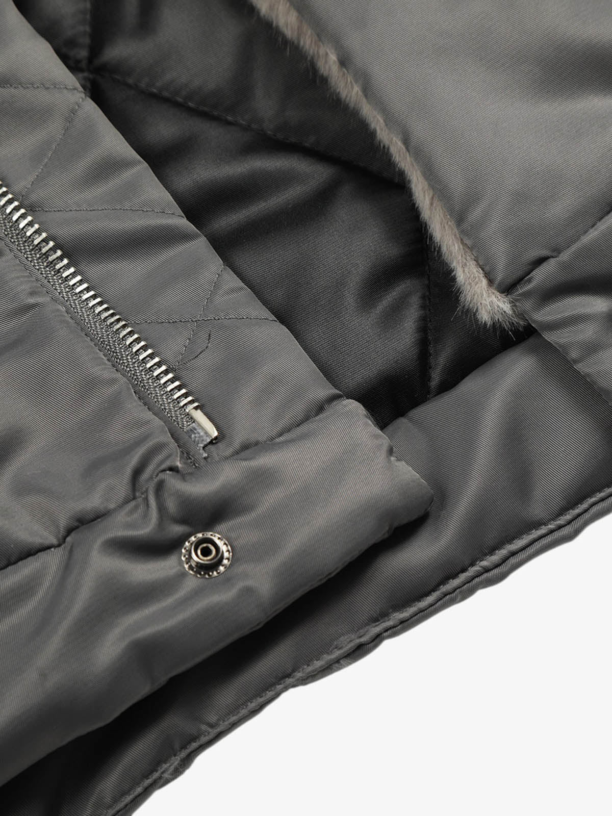 Deconstructed Patchwork Fur Collar Bomber Jacket