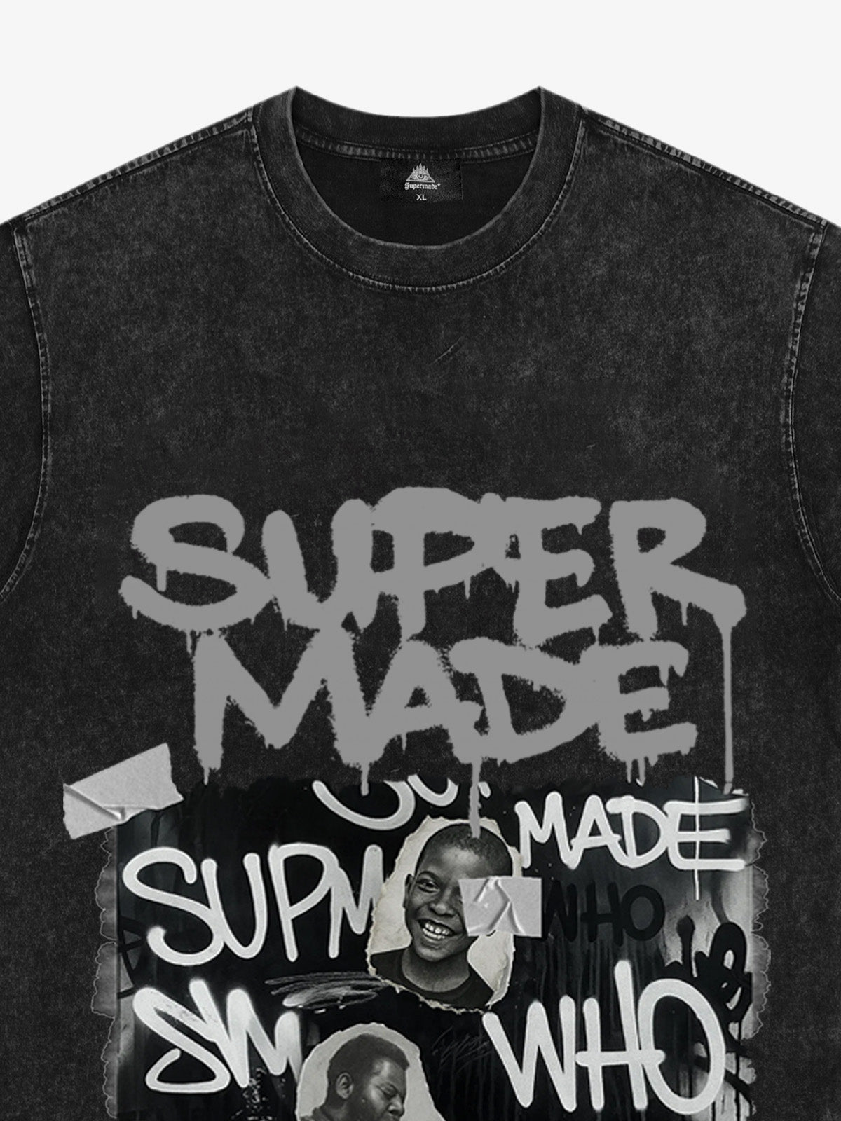 Streetwear Graffiti Character Collage Graphic T-Shirt