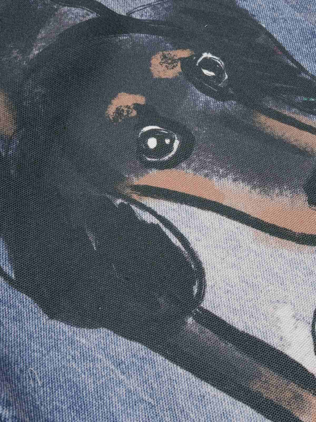 Retro Dachshund 3D Print Washed Distressed Jeans