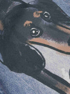 Retro Dachshund 3D Print Washed Distressed Jeans