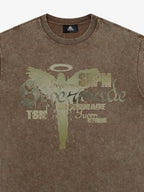 Distressed Washed Gothic Angel Graphic T-Shirt