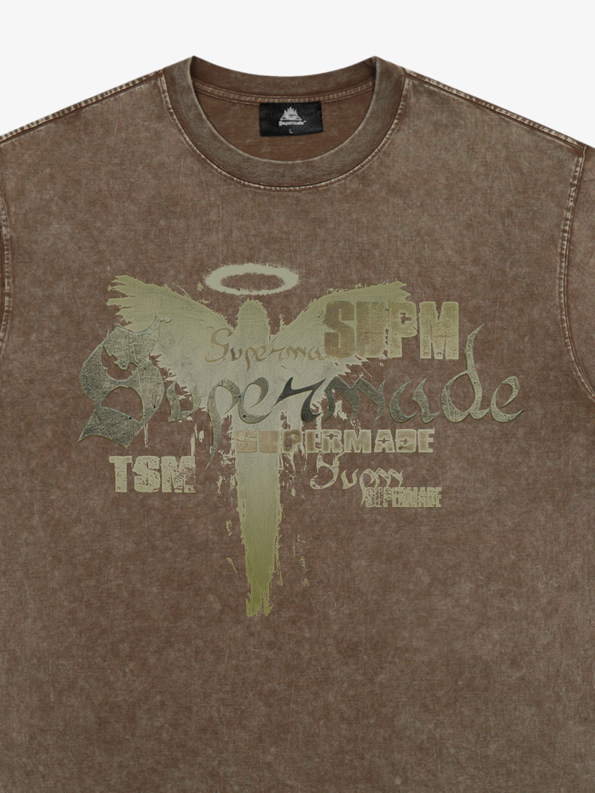 Distressed Washed Gothic Angel Graphic T-Shirt