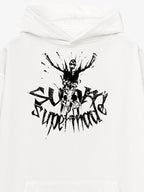 Gothic Devil Graphic Washed Hoodie