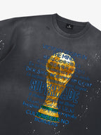 Washed World Cup Trophy Multi-Language Graphic T-Shirt