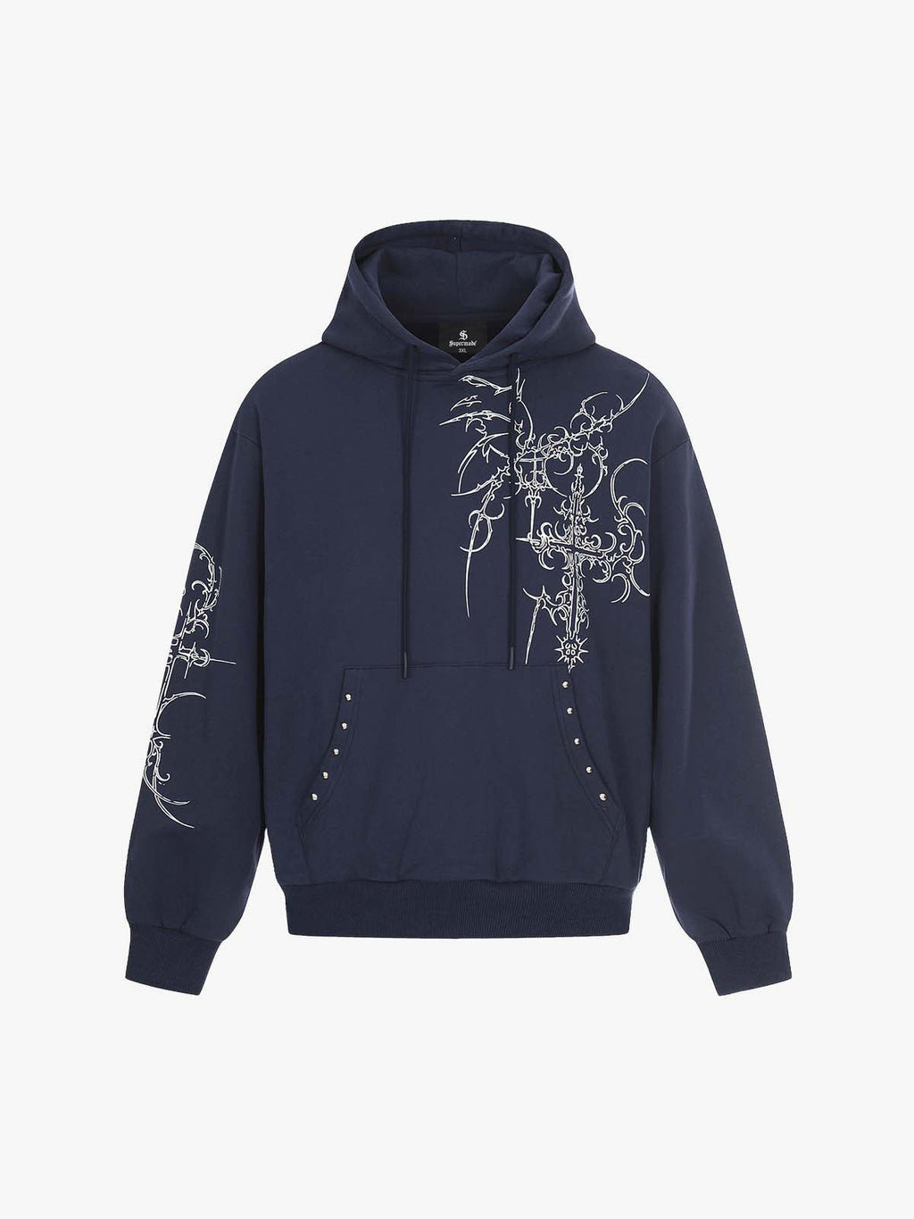 Embroidered Graphic Studded Hoodie and  Wide Leg Sweatpants Set