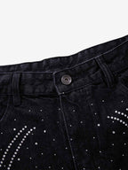 Star Rhinestone Embellished Baggy Jeans