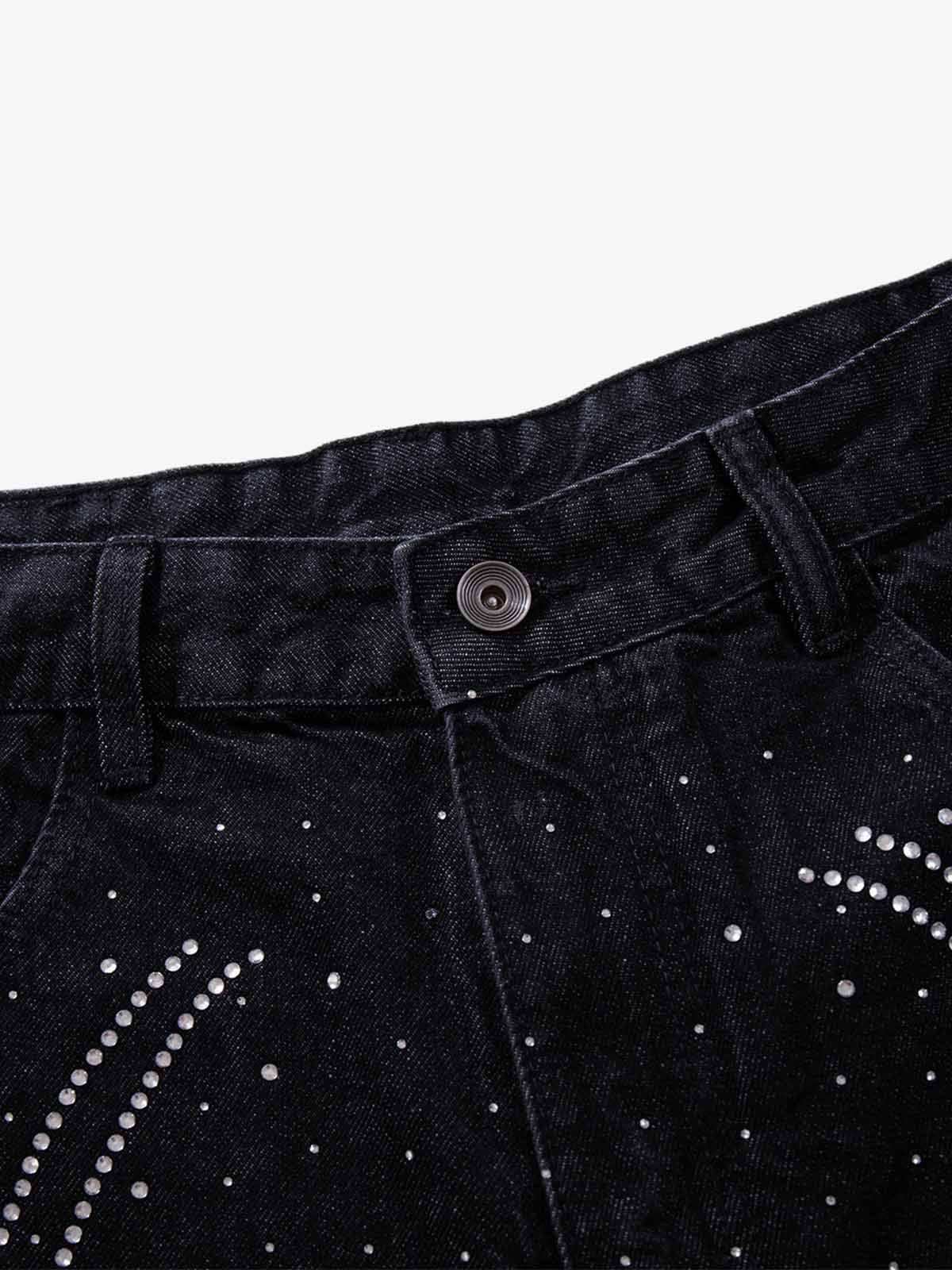 Star Rhinestone Embellished Baggy Jeans