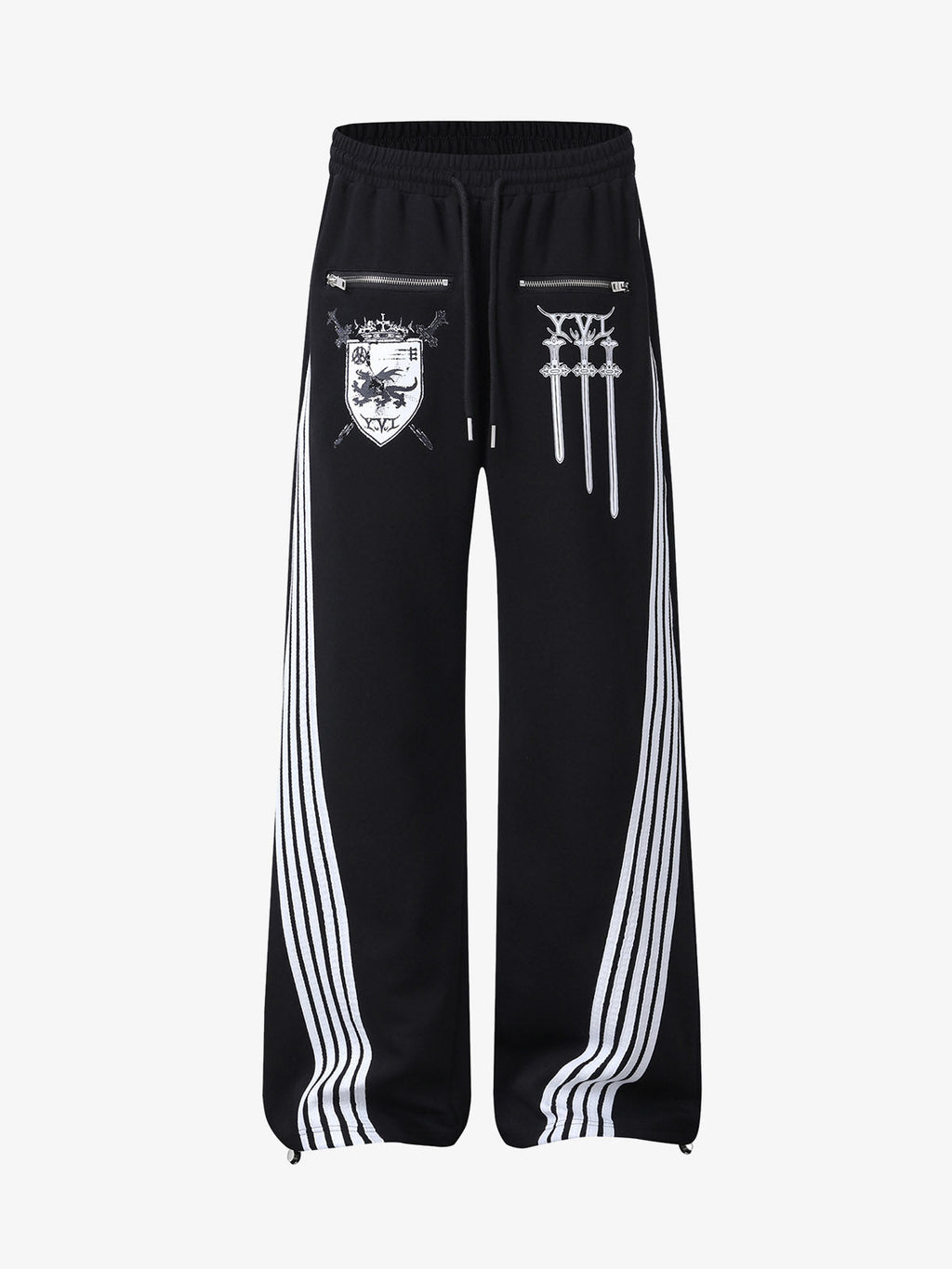 Crest & Sword Graphic Side Stripe Sweatpants