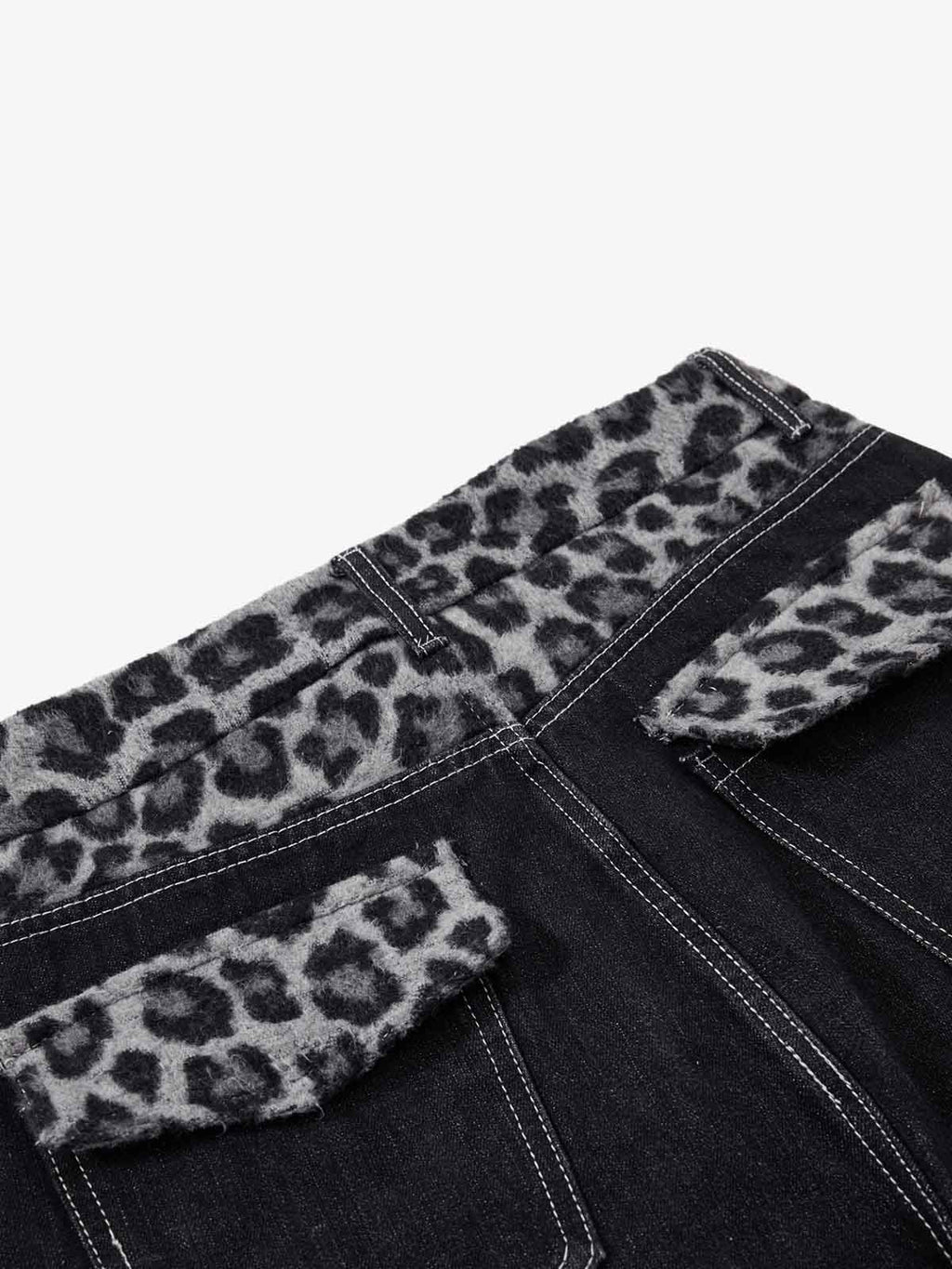 Vintage Leopard Print Waistband Patch Baggy Jeans