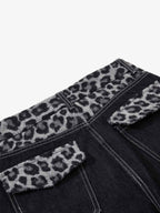 Vintage Leopard Print Waistband Patch Baggy Jeans