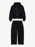 Vintage Washed Tie-Dye Zip Up Hoodie & Barrel Sweatpants Tracksuit