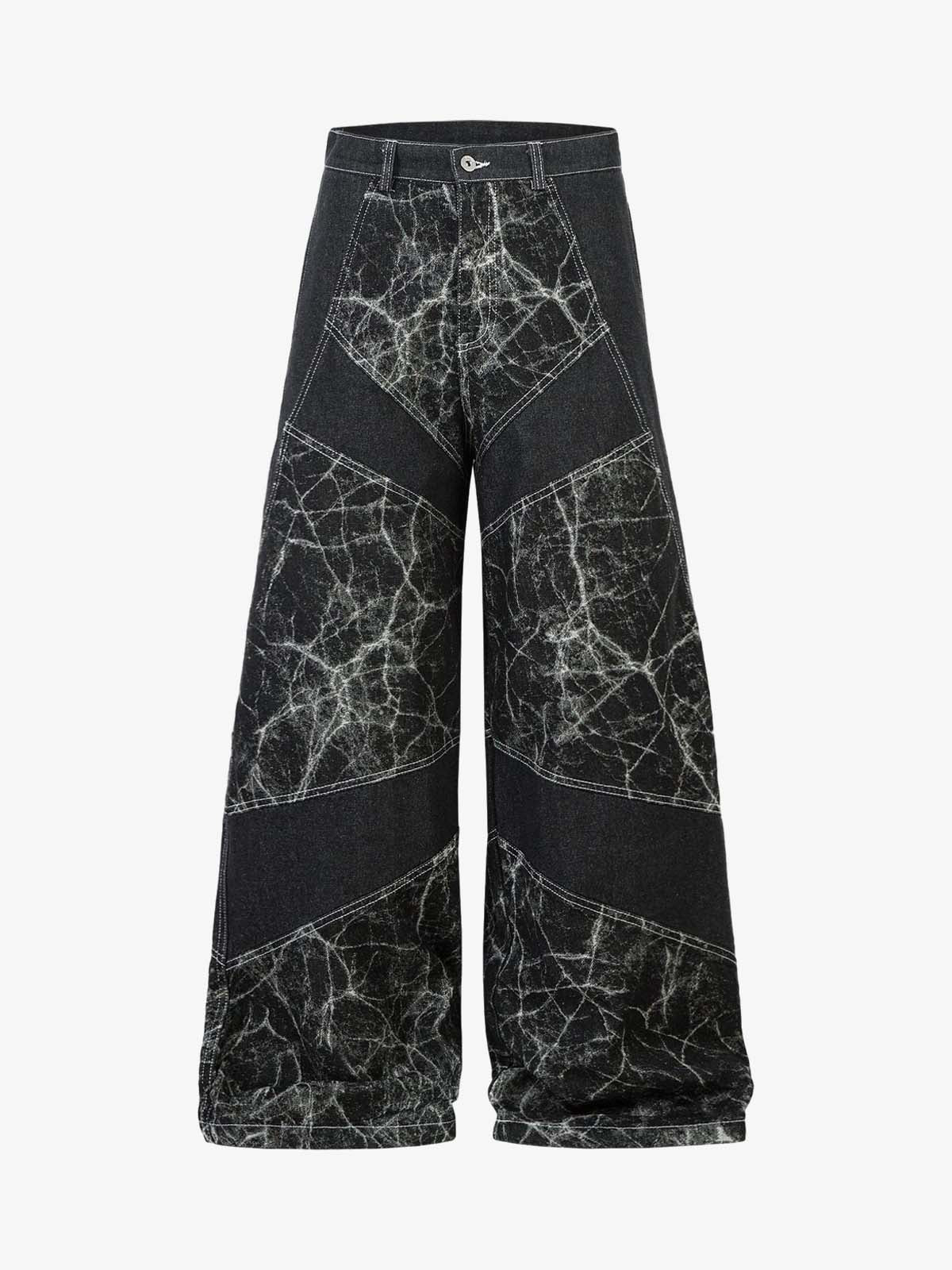 Deconstructed Split Tie-Dye Jeans