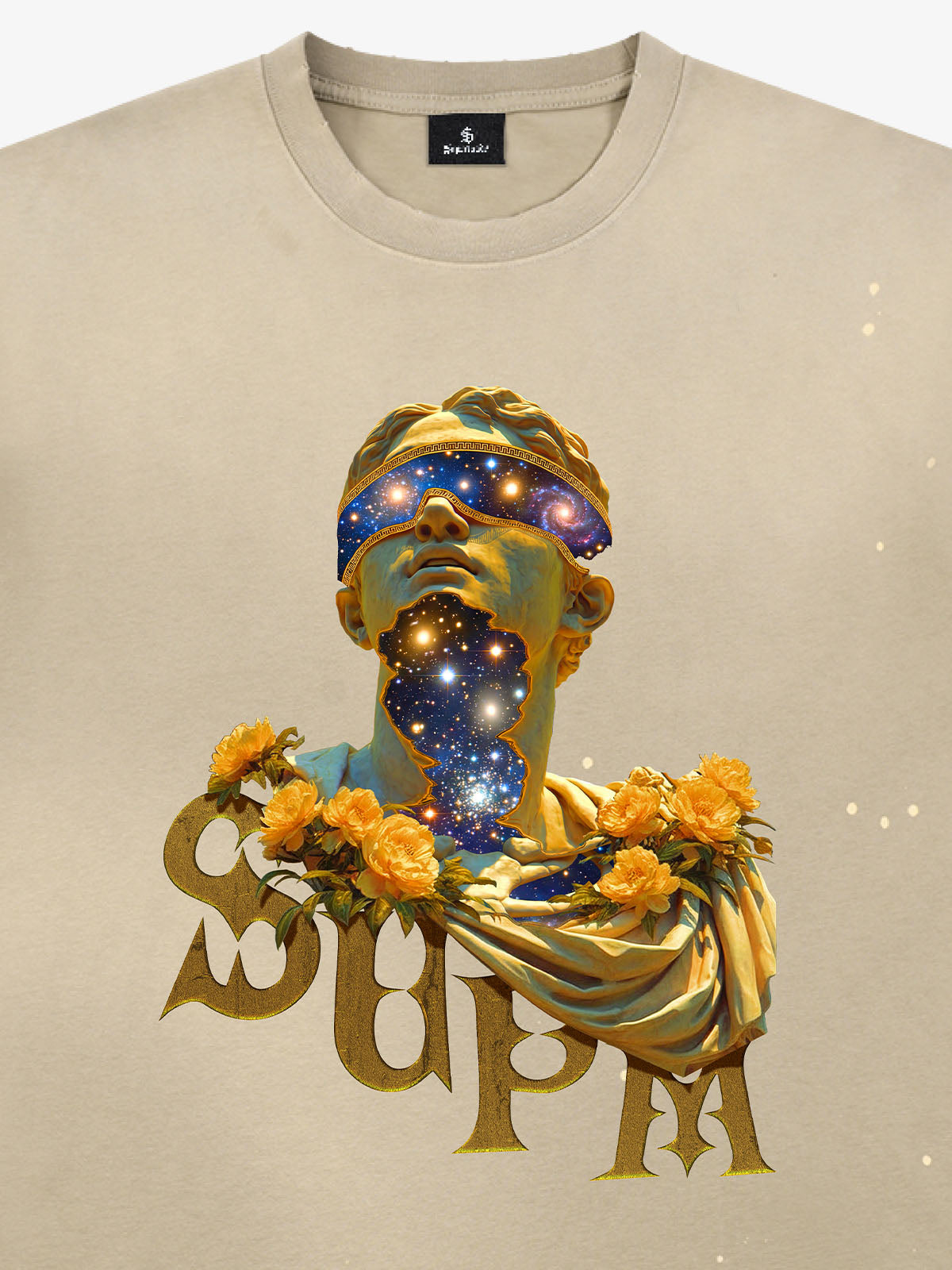 Washed Splash Ink Cosmic Statue Print Galaxy Art T-Shirt
