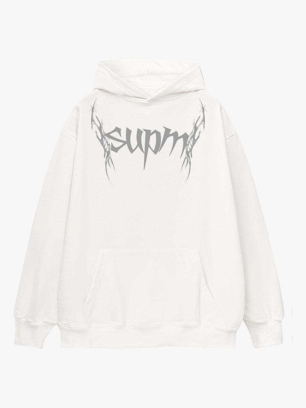 Washed Gothic Spike Letter Hoodie