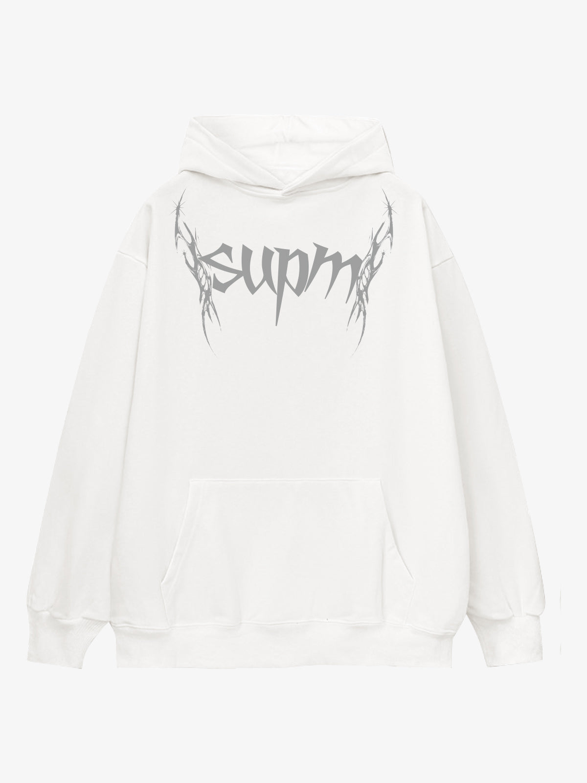 Washed Gothic Spike Letter Hoodie