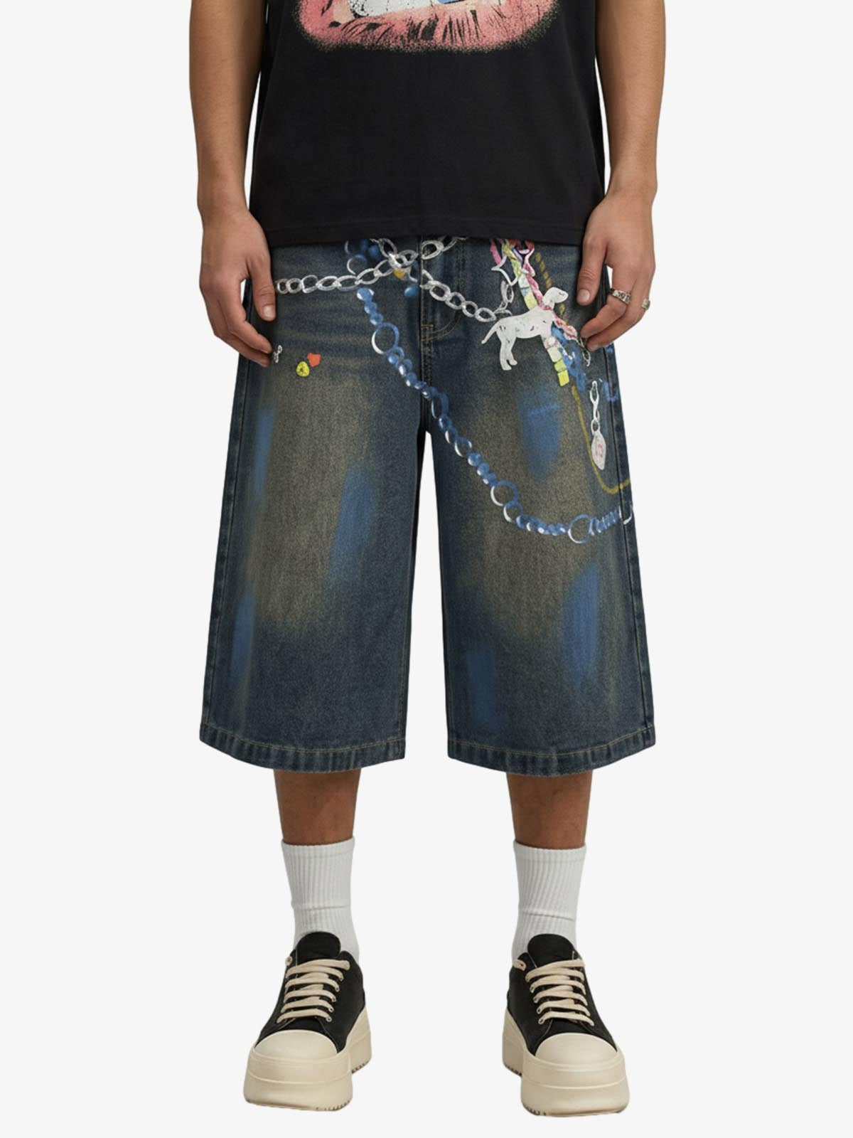 Street Painting Graffiti Denim Jorts - 2476