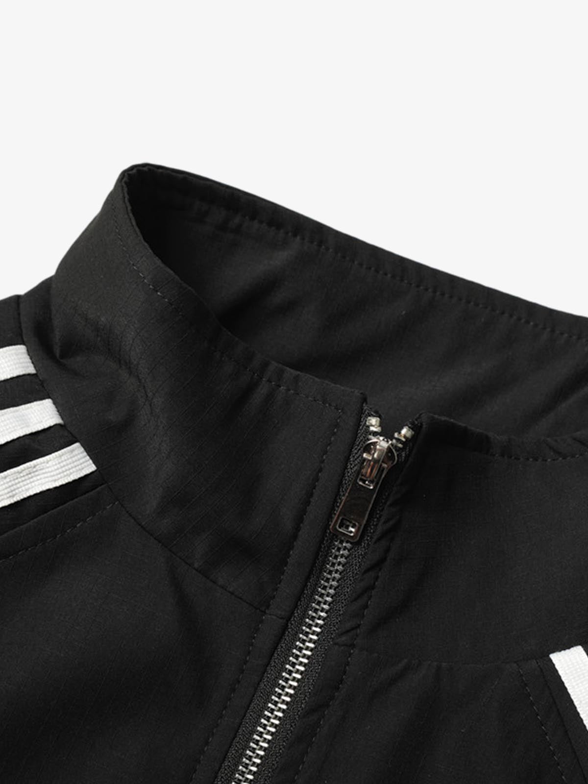 Striped Zip-Up Track Jacket and Wide-Leg Track Pants Set