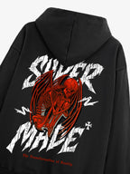 Distressed Graphic Bold Angel Wings Design Hoodie