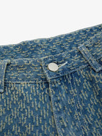 Vintage Distressed Textured Ripped Wide Leg Denim Jorts