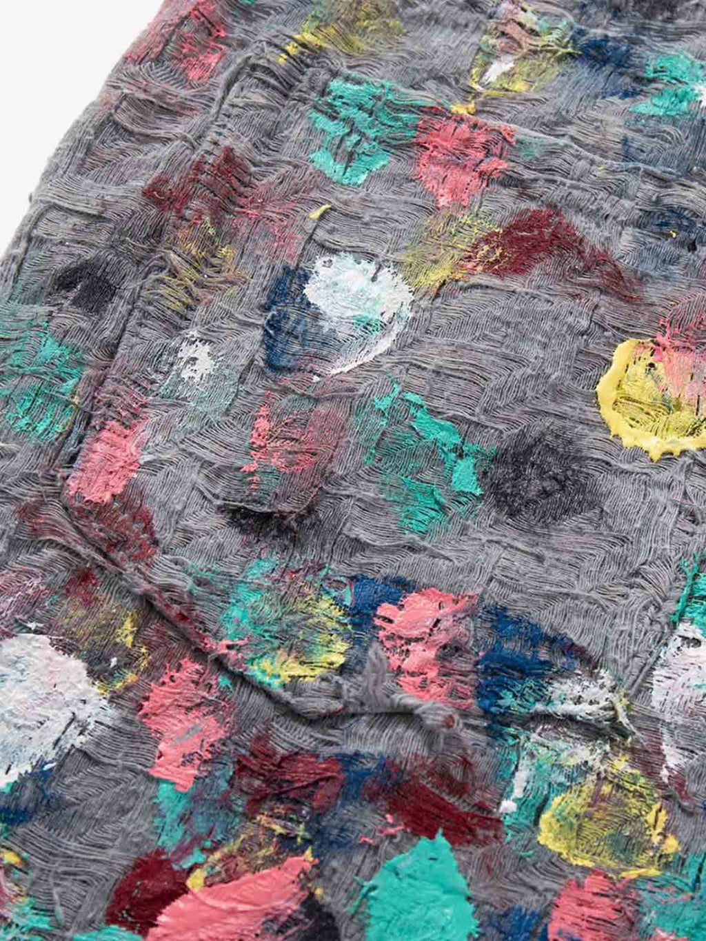 Hand-Painted Frayed Wide Leg Jeans