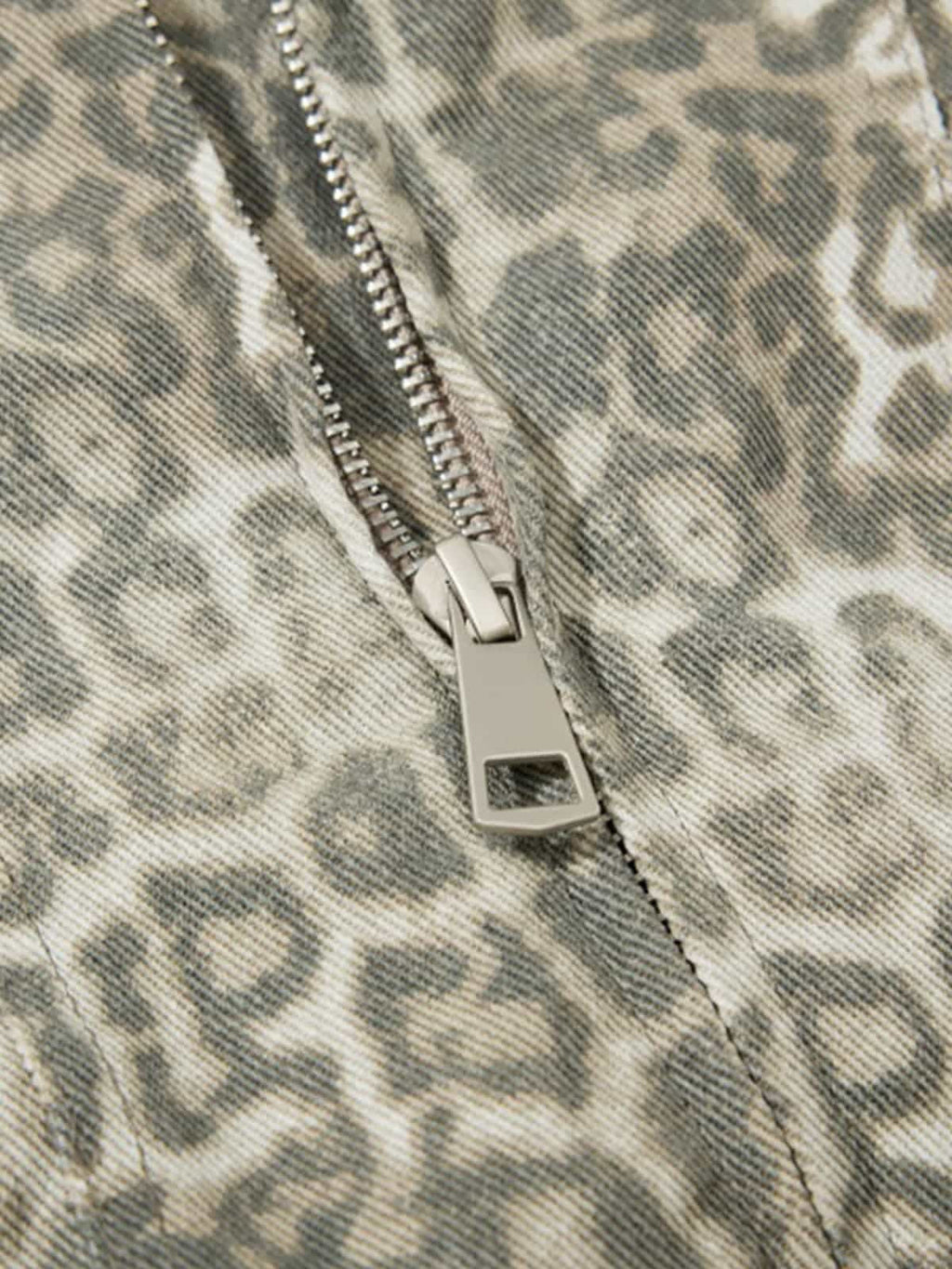 Vintage Leopard Print Bomber Jacket - 2540