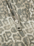Vintage Leopard Print Bomber Jacket - 2540