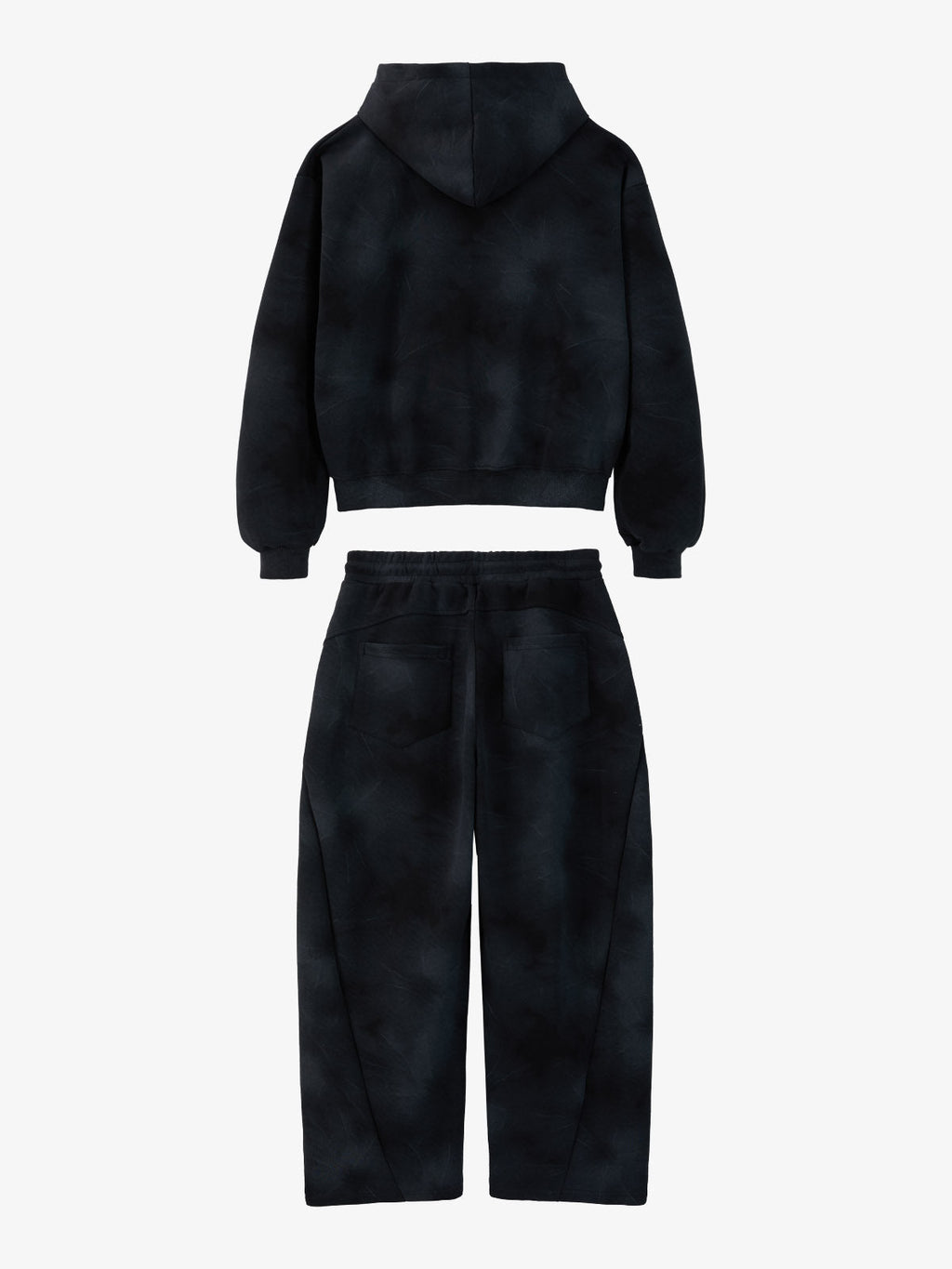 Vintage Washed Tie-Dye Zip Up Hoodie & Barrel Sweatpants Tracksuit