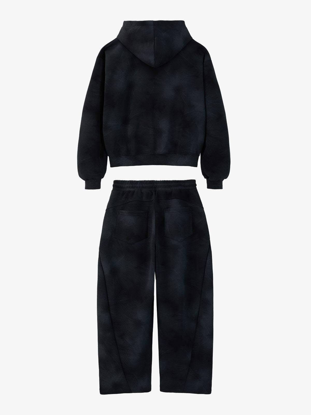 Vintage Washed Tie-Dye Zip Up Hoodie & Barrel Sweatpants Tracksuit