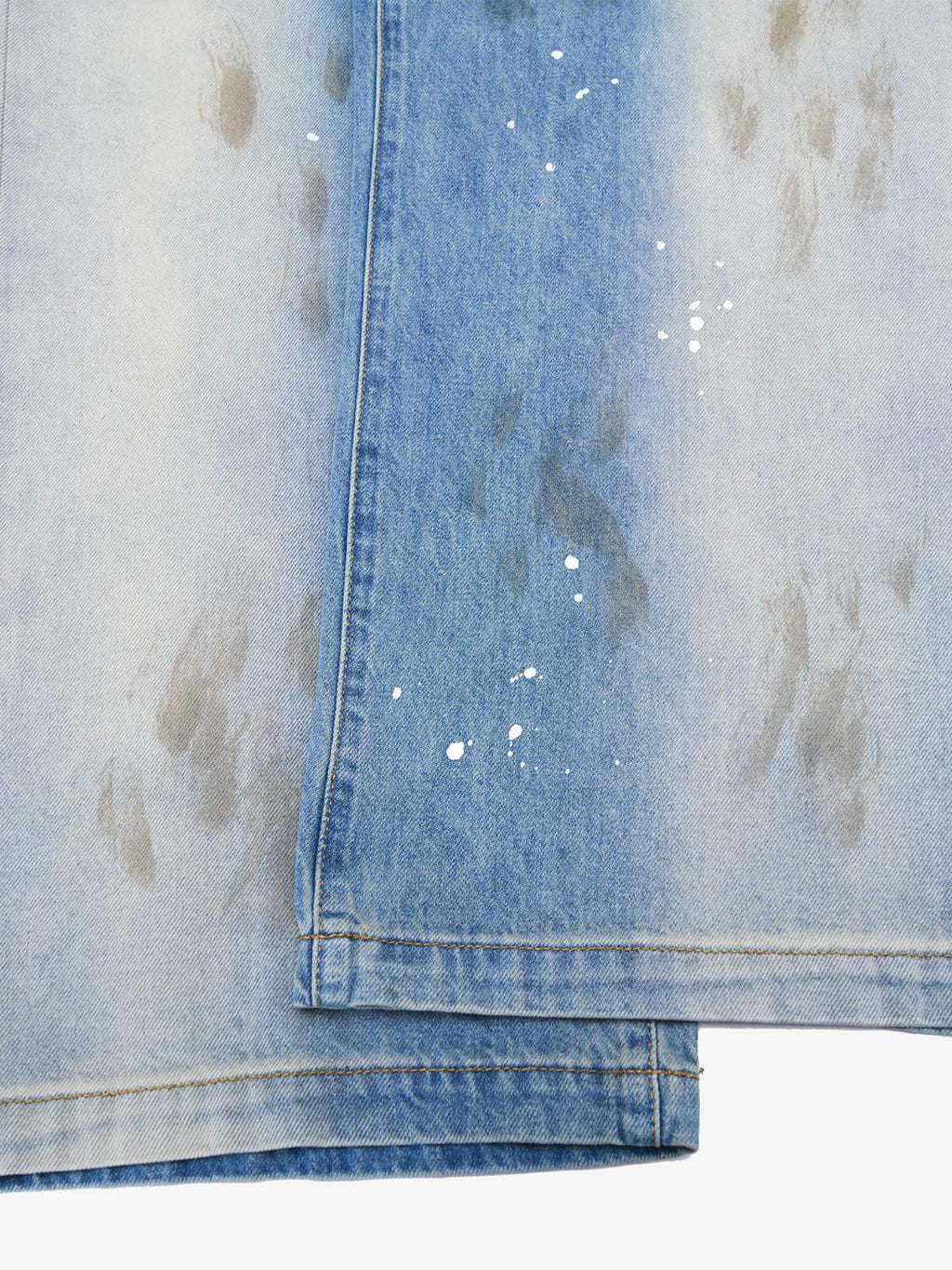 Vintage Heavy Splatter Washed Denim Wide Leg Jeans