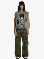 Ripped Graphic Patch Sleeveless Vest