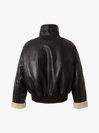 Vintage Shearling Collar Quilted Leather Jacket