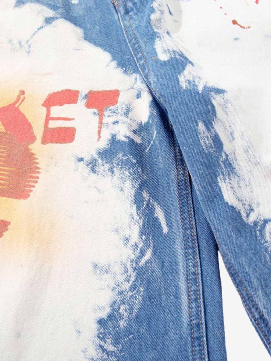 Bleached Paint Splatter Graphic Jeans