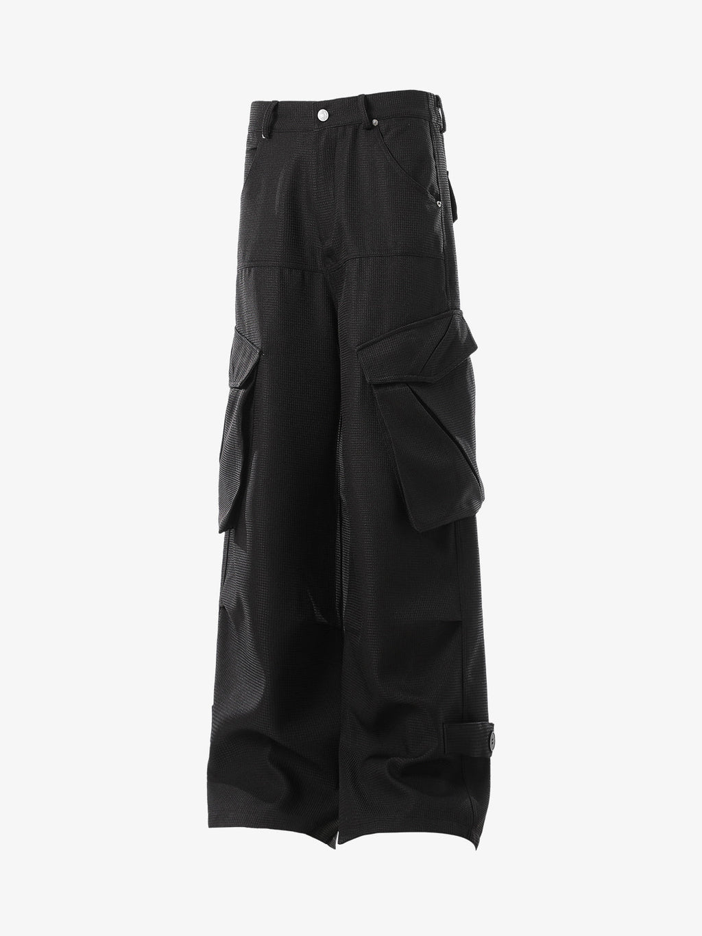 Multi-Pocket Textured Fabric Flared Pants